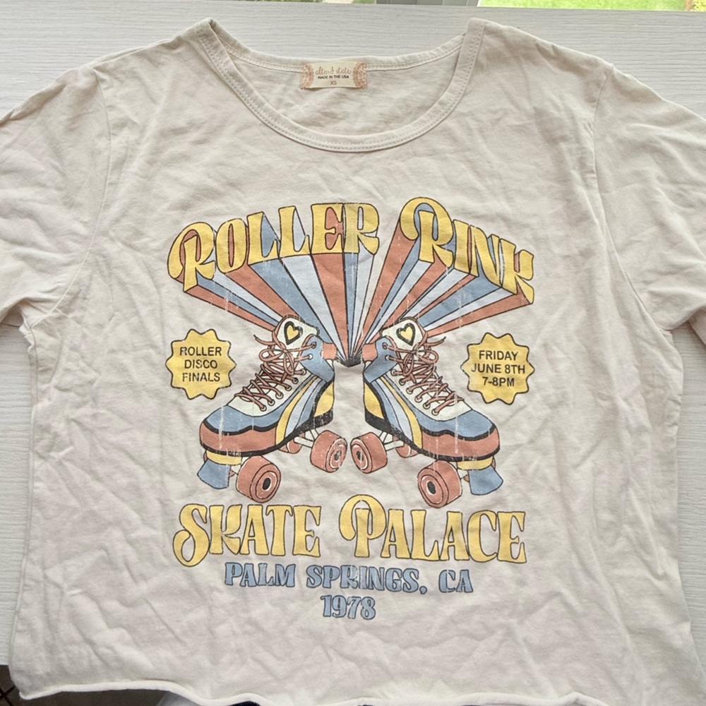 Altar'd State Cream Short Sleeve Tee Collegiate Style